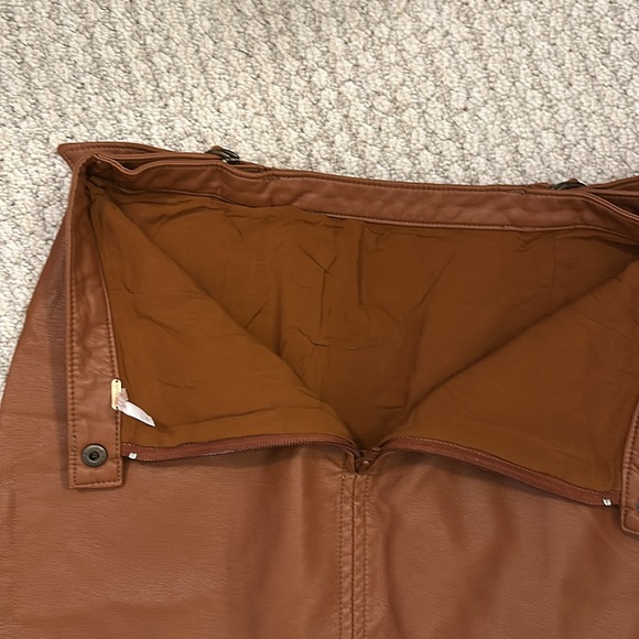 Free People Faux Leather Camel Tan Mini Skirt - Picture 8 of 11